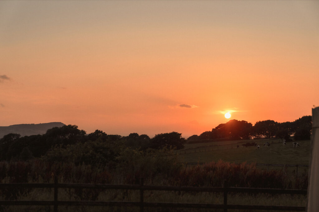 Sunset over the Cheshire Plain from Toft Estate