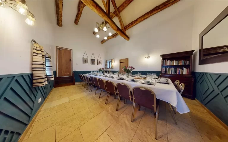Chels Barn dining room at Toft Estate