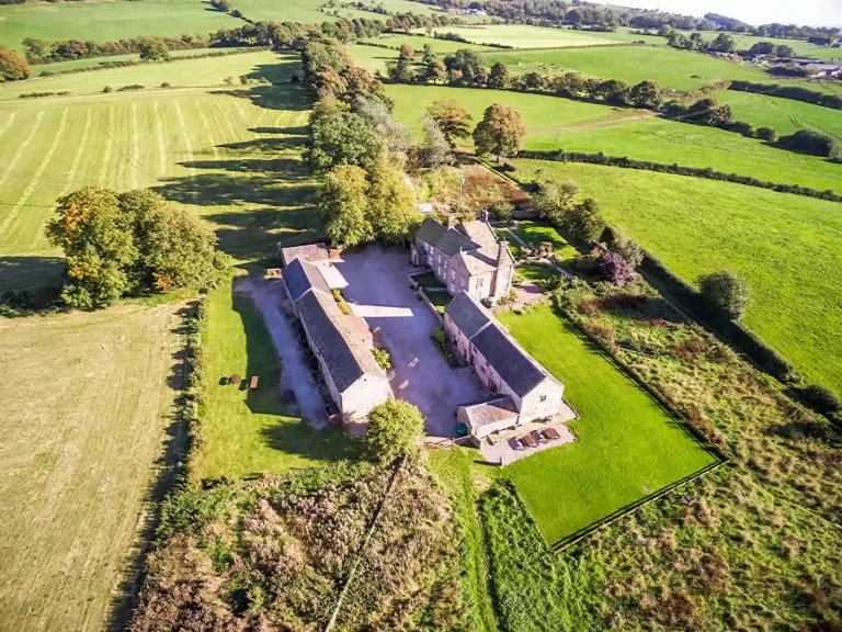 Aerial view of Toft Estate on the edge of the Peak District