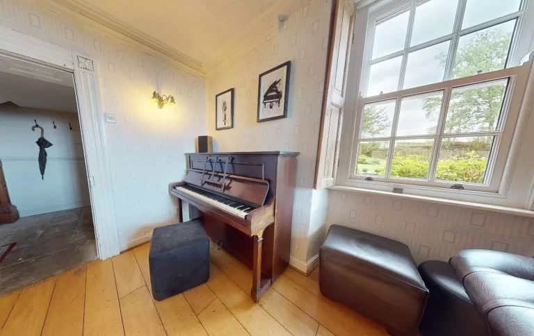 Toft Hall music room at Toft Estate, Peak District